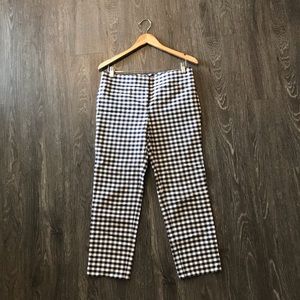 Ann Taylor Navy Gingham Devin Cropped Pants